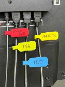 20pcs Reusable Vibrant Colorful Cable Ties - Easy To Manage And Identify Wire Solution With Self-Adhesive Labels For Electronics And Computers, No Batteries Required, Adjustable, Ideal For Home And Office Organization