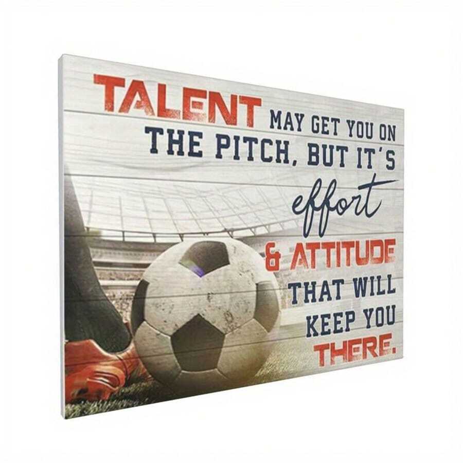 1pc Football Canvas Wall Art, Inspirational Soccer Quote Print, Frameless Sports Themed Decor For Boys Gym Bedroom Living Room - 12x16 Inch Motivational Poster, Gift For Football Enthusiasts Gifts Birthday Graduation