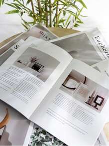 Minimalist English Magazine Shooting Backdrop, Live Streaming Photo Props, Street Style, Sample House, Homestay Decor Item, Decorate Coffee Table, Bookshelf, Display - Fashion Magazine, Books, Home Decor, Plant Pattern Design For Household Use