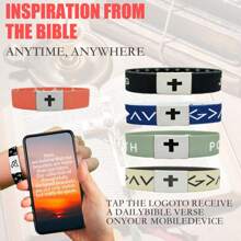 1pc Bible Verse Bracelets With NFC, Christian Daily Bible Verse Bracelet, Inspirational Bible Verse With NFC Music, Wearable Bible Bracelet Christian Wristbands Bible Gifts For Men Women
