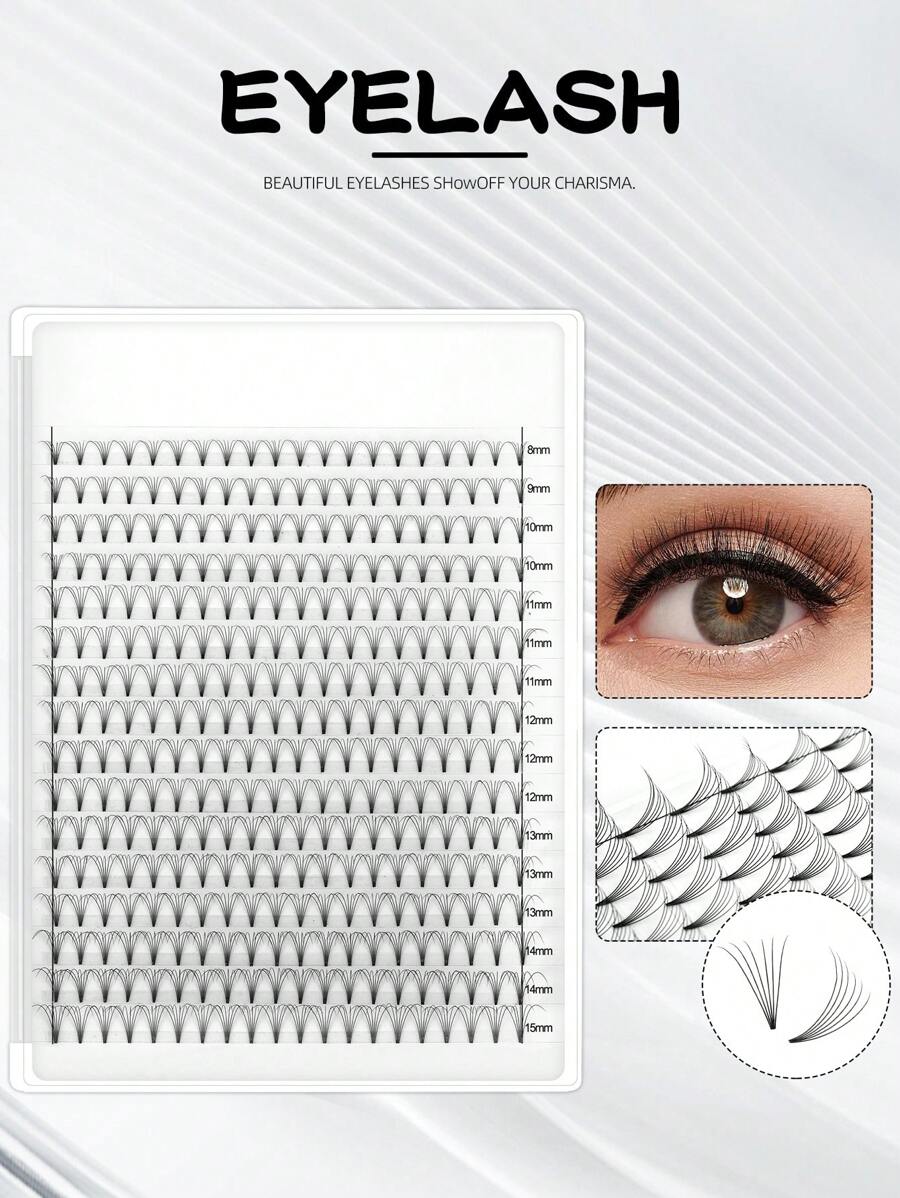 High Quality Pre-Made Fluffy Lash Clusters, 6D Pointed Pre-Made Lash Clusters, Eyelash Extensions, Lash Clusters, Individual Lashes, False Eyelashes, Fake Lashes - Black - View 1