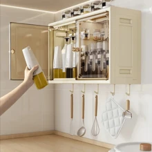 1PC Foldable Wall Storage Rack, Multifunctional Wall-Mounted Storage Cabinet, Plastic Bathroom Organizer With No-Drill Installation, Dust-Proof & Waterproof Cosmetic Holder For Toilet/Kitchen Display, Bathroom & Living Room, Home Organizer With Hooks - trắng - Xem 2