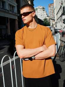 INFLATION 3D超声波印花T恤，2025春夏新款通勤短袖男士 - 橘色 - 查看 3