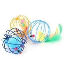 2PCS Cage Mouse Happy Cat Toy Plush Simulated Color Mouse Happy Cat Ball Happy Cat Happy Pet Supplies Random Color