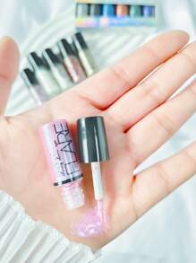 6件套迷你闪光液体眼影和眼线笔套装，彩色钻石闪亮玫瑰金银色液体闪光，防晕染，提亮，便携，专业级，适合派对、户外、阳光下妆容 - 彩色 - 查看 12