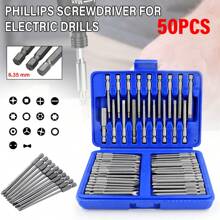 50pc Magnetic Screwdriver Bit Set Extra Long Drill Security Bit Set With Case UK - Silver - View 1