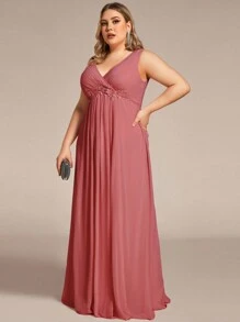 EVER-PRETTY Plus Size Elegant A-Line Maxi Chiffon Wedding Bridesmaid Dress