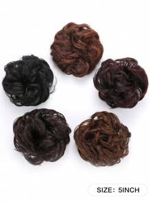 凌乱发髻假发，凌乱假发发片，弹力头带，卷发发髻凌乱发束 5 英寸波浪卷曲合成纤维适合日常佩戴 - 彩色 - 查看 4