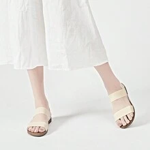 Ataiwee Women's Flat Sandals Casual One Elastic Strap Comfortable Walking Sandals - Beige - View 4