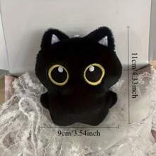 Porte-clés mignon en peluche de chat noir, petit animal en peluche de chat super adorable, chaîne de perles aléatoire, meilleur cadeau pour les filles