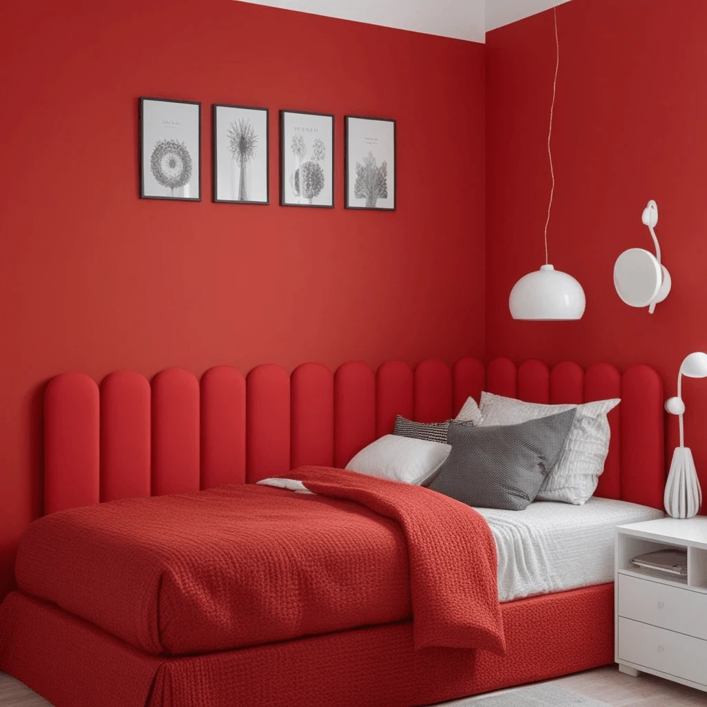 Kit Of 15 Cloud Headboards Upholstered Box Bed Modular Board 45x20 In L - Red - View 1