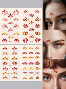 4 SheetEyebrow Center Sticker, Antique Style Girl, Forehead Print Tattoo Sticker