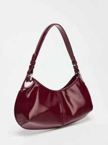 European And American Retro Solid Color, PU Material Wine Red Shoulder Bag, Patterned Red Wedding Bag, New Niche Women's Shoulder Bag, Fashionable Crossbody Bag.