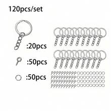 120 piezas/set Kit de anillos de salto DIY para llaveros - Pasador de ojo de tornillo de aleación de zinc mini premium para fabricación de joyas, artesanía y reparación - Accesorio de caja de herramientas fácil de usar