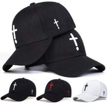 1 pieza Gorra de béisbol para hombres con diseño de Cruz de gota de agua, sombrero deportivo ajustable para exteriores, diseño de cruz, protección UV, adecuado para primavera, otoño, viajes, fiesta de playa - Multicolor - Ver 1