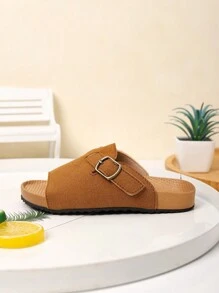 Girls' Minimalist Fashion Flat Sandals, Soft Bottom Outdoor Beach Open Toe Beach Sandals, Spring & Summer