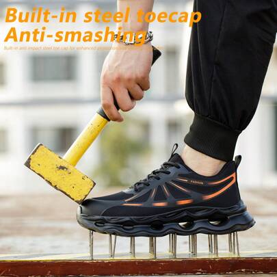 Steel Toe Work Shoes For Men, Lightweight & Comfortable With Kevlar Midsole And Anti-Puncture, Protective Working Shoes