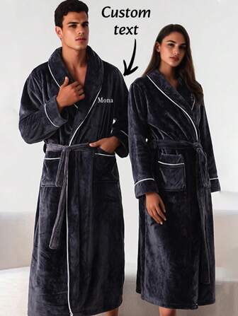 1pc Personalized Women Plush Robe, Custom Embroidered Plush Robe, Bridesmaid Gift, Custom Bathrobe, Spa Robes, Wedding Robe, Wedding, Wedding Accessories, Bridesmaid Gifts. Beach Essentials Back To School,Vacay Vibes Shower Towels For Beaty Salon, Hotel Sports,Home Essentials, Towel, Skin Care,Festive Calendar