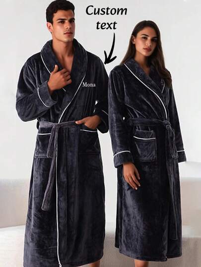 1pc Personalized Women Plush Robe, Custom Embroidered Plush Robe, Bridesmaid Gift, Custom Bathrobe, Spa Robes, Wedding Robe, Wedding, Wedding Accessories, Bridesmaid Gifts. Beach Essentials Back To School,Vacay Vibes Shower Towels For Beaty Salon, Hotel Sports,Home Essentials, Towel, Skin Care