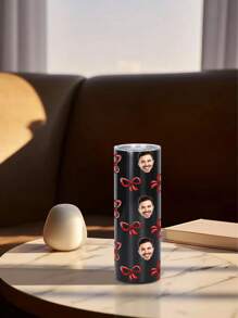 1 pieza Botella de agua personalizada de 600ml/20oz, taza personalizada con foto, taza de café de carro, taza recta portátil. Taza personalizada resistente al calor. Regalo para familia, amigos, parejas. San Valentín, Año Nuevo, Vacaciones, Regalos de Boda.