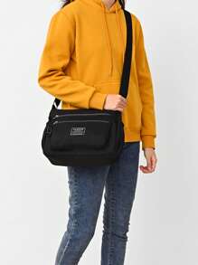 Lightweight Women's Crossbody Bag, Multi-Zipper Shoulder Bag Made Of Water-Resistant Nylon Fabric With Coin Purse