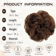 Synthetic Messy Bun Chignon Donut Gary Hair Bun Pad Elastic Hair Rope Rubber Band Hair Extensions