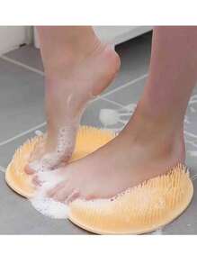 1pc Silicone Non-Slip Bath Mat With Suction Cup, Backrub For Slouchy People, Suitable For Shower, Foot Rub Mat, Bathroom Brush, Back And Foot Scrub, Multi-Functional Foot Massage Mat, Non-Slip Foot Mat - Ideal For Home Use, Bathroom Accessories Home Bathroom Decor