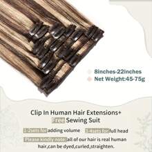 Blonde 8PCS With 18Clips Straight Clip In Human Hair Extensions Real Natural Virgin Remy Human Hair Extensions Clip Ins For Women Daily Use Easy To Wear Clip Ins Hair Extentions Long 10-24Inch - 香檳色 - 查看 5