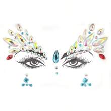 面部钻石贴纸 亚克力钻石贴纸 脸部贴纸 钻石艺术派对装饰脸部贴纸 - 彩色 - 查看 5