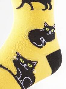1Pair Men Women Crew Socks Colorful Happy Funny Design Hip Hop Novelty Socks Fruit Animal Colorful Fashion Socks Dog Cat Fox Panda Banana Watermelon Avocado Christmas Halloween Socks - Multicolor - View 3