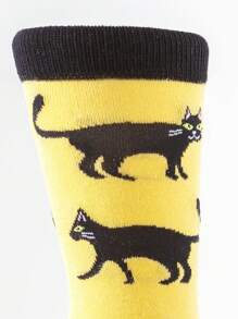 1Pair Men Women Crew Socks Colorful Happy Funny Design Hip Hop Novelty Socks Fruit Animal Colorful Fashion Socks Dog Cat Fox Panda Banana Watermelon Avocado Christmas Halloween Socks - Multicolor - View 2