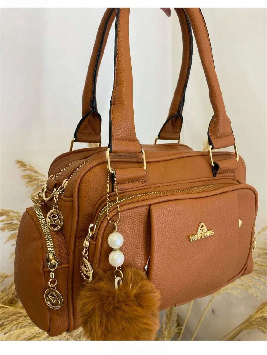 Women Travel Bag Lightweight Small Multi-Pocket Portable Messenger Bag Large Capacity For Daily Commuting Bowling - Brown - View 1