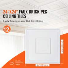 Ceiling Tiles, Drop Ceiling Tiles Premium Polystyrene Or PVC Sheet, Easy Installation/ Cutting Plastic Glue-Up Ceiling Tile, Basement Ceiling Covering For Home/Office Decoration - Gói 12 chiếc 24 x 24 in, Hình học - Xem 2
