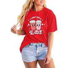 Valentines Day Shirts For Women Cute Love Heart Shirts Tee Tops Short Sleeve Tshirt Valentines Gifts For Her Red Women Tops