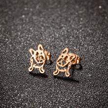 1 Pair Of Stainless Steel French Bulldog Dog Earrings, Novelty Anime Jewelry Loose Pet Fashion Jewelry Gift For Women, Wedding/Anniversary