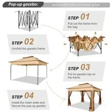 CAROMA Pop-Up Gazebo Tent Simple Outdoor Gazebo Waterproof Upgrade Portable Gazebo With Mosquito Net Double Ventilated Roof And Carrying Bag For Yard Garden ﻿ - Brown - View 5