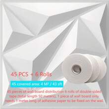 11.8 x 11.8 英寸菱形图案 3D 艺术墙板，哑光白/黑。无异味、轻便易装、防火、防水防潮，适用于家居、房间、浴室、卧室和客厅墙面装饰，也可用于圣诞节、冬季和新年装饰。将壁纸贴在墙上，即可打造精致的墙面艺术。 - 白色 - 查看 16