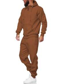 Sweatsuits For Men 2 Piece Sets Men's Tracksuit Set Leisure Suits Sweat Jackets Athletic Jogging Suits Casual Outfits - Cà phê nâu - Xem 2