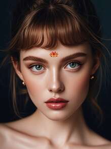4 SheetEyebrow Center Sticker, Antique Style Girl, Forehead Print Tattoo Sticker