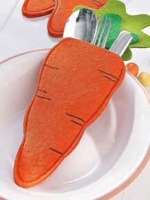 1/2/4 件套毛毡胡萝卜餐具袋，餐具架毛毡餐桌装饰，胡萝卜图案，可作为复活节装饰餐巾袋，适用于餐具桌套装