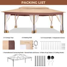 COBIZI Gazebo 12x20 With Upgraded Cold Resistant Curtains Nets Outdoor Gazebo Winter Gazebo Heavy Duty Gazebo Double Roof With Metal Frame Pavilion Tent For Patio