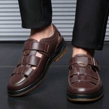 Men's Casual Outdoor Breathable Hollow Leather Sandals, Summer - Brown - View 7