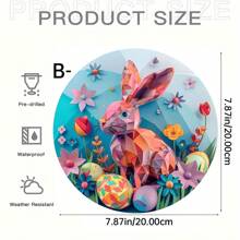 1 件复活节兔子亚克力墙标 - 圆形门挂饰，带有花朵和鸡蛋设计 - 户外复活节花环装饰、最佳复活节礼物、复活节饰品、节日装饰品 - 亞克力-圓 - 查看 12