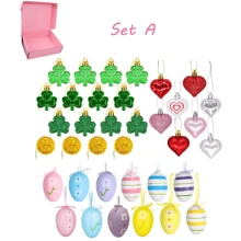 Cadeau pour couple, ornements d'arbre d'anniversaire de mariage, ornements en forme de cœur, boules de Noël en forme de cœur, décorations suspendues pour la Saint-Valentin, décorations d'arbre. Décorations de la Saint-Patrick, mini-ornements de trèfle et pièces d'or pour petit arbre, porte-bonheur trèfle à trois feuilles, ornements irlandais pour la Saint-Patrick - Trois ensembles de décoration des Fêtes - Voir 2