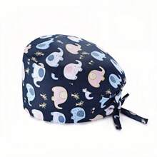1 pieza Gorra de trabajo con estampado digital para mujeres/Gorra de enfermera, antibacteriana y antipolvo, adecuada para enfermeras, profesionales de belleza, amas de casa y personal de limpieza en instituciones médicas