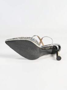 Sandalias de punta cerrada con diseño hueco y brillantes, zapatos de tacón alto y puntiagudos con efecto electrolizado estilo francés de alta gama para mujer, ideales para fiesta