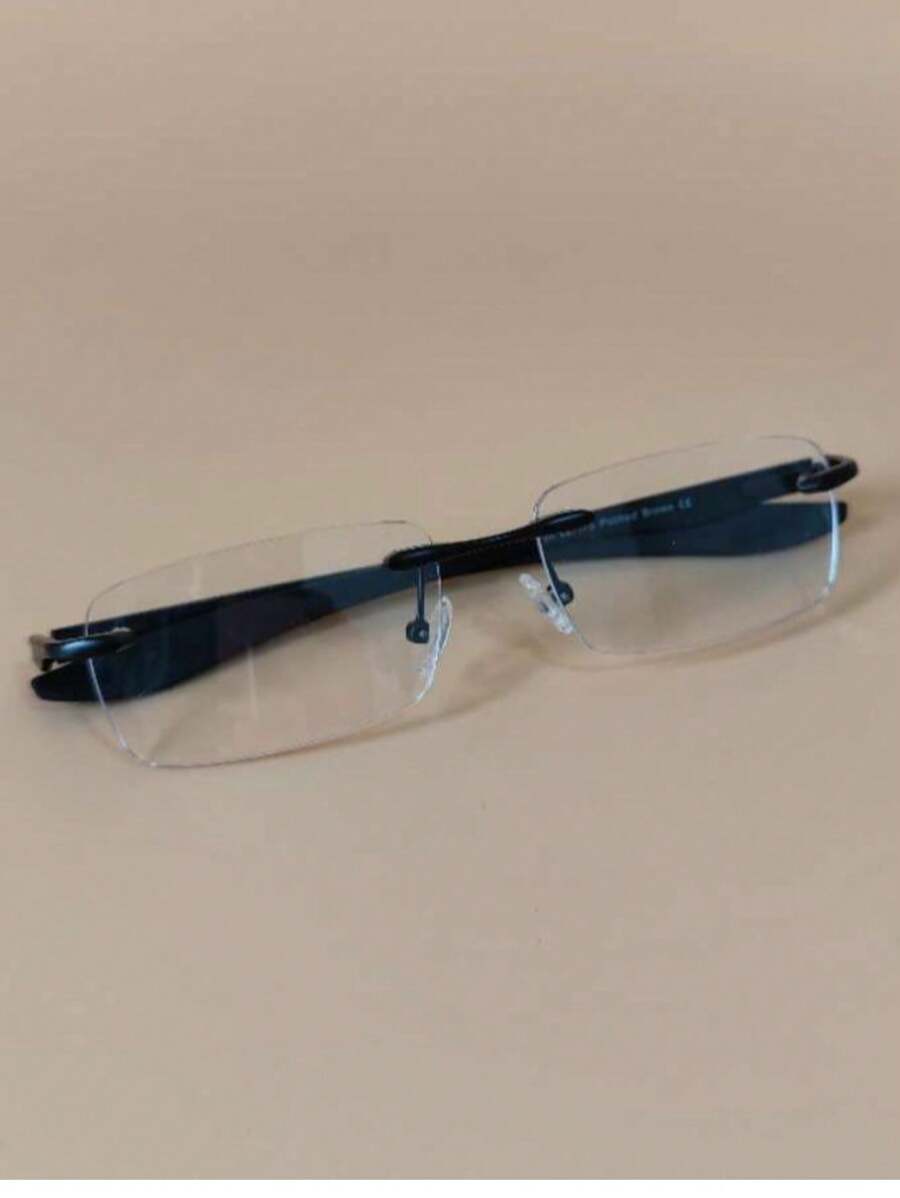 Metal Eyeglass Frame With Detailed Rimless Legs - 黑色 - 查看 1