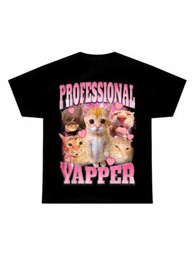 Funny Cat Themed T-Shirt With Cute Graphics, Unique And Fashionable Apparel Suitable For Cat Lovers, Great For Casual Wear Or As A Gift