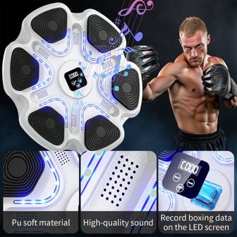 Music Boxing Machine, Interactive Punching Trainer With Boxing Gloves,Wall Mounted Electronic Boxing Target For Adults,9 Modes & 9 Speeds