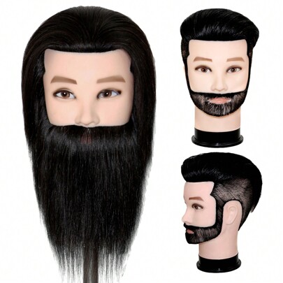 Testa di manichino da uomo, testa di bambola da 12", testa per formazione, con capelli 100% di vero capello, adatto per parrucchieri, stilisti, cosmetologi, barbieri e scuole di cosmesi